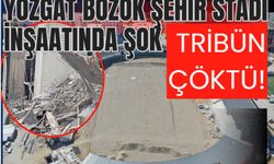 YOZGAT BOZOK ŞEHİR STADI İNŞAATINDA ŞOK: TRİBÜN ÇÖKTÜ!