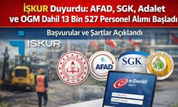 İŞKUR Duyurdu: AFAD, SGK, Adalet ve OGM Dahil 13 Bin 527 Personel Alımı Başladı