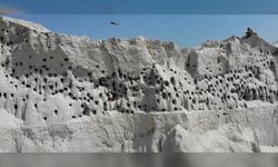 Yozgat'ta şantiye kum yığını kırlangıç apartmanına dönüştü