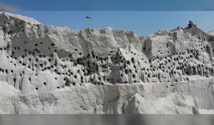 Yozgat'ta şantiye kum yığını kırlangıç apartmanına dönüştü