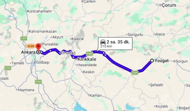 Ankara Yozgat Arası Ne Kadar Sürüyor, Mesafe Kaç Km?