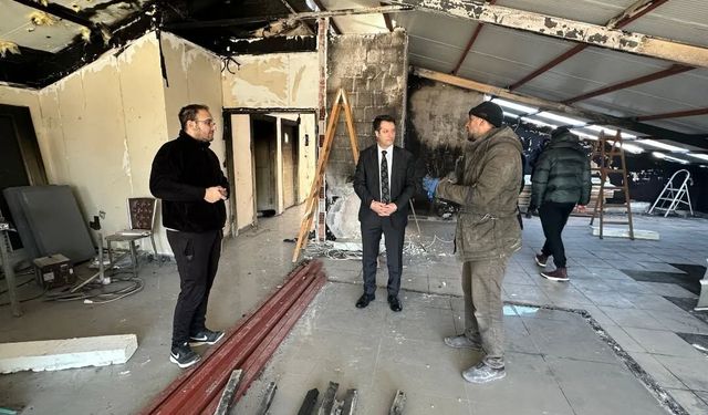Sorgun'da İş Yeri Yangını Sonrası Kaymakam Canpolat İncelemede Bulundu