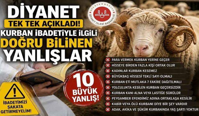 Diyanet Tek Tek Açıkladı! Kurban İbadetiyle İlgili Doğru Bilinen Yanlışlar