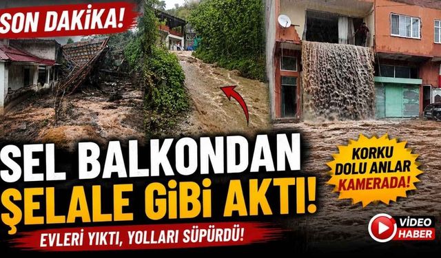 Sel Balkondan Şelale Gibi Aktı!