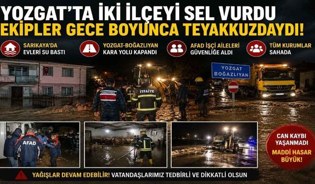 Yozgat’ta İki İlçeyi Sel Vurdu, Ekipler Gece Boyunca Teyakkuzdaydı!