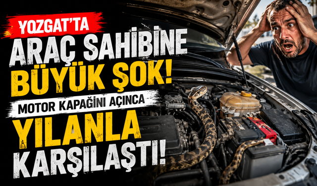 Yozgat’ta Araç Sahibine Büyük Şok! Motor Kapağını Açınca Yılanla Karşılaştı