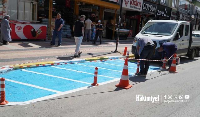 Yozgat'ta Lise Caddesi'ndeki Motosiklet Park Alanları Yenilendi