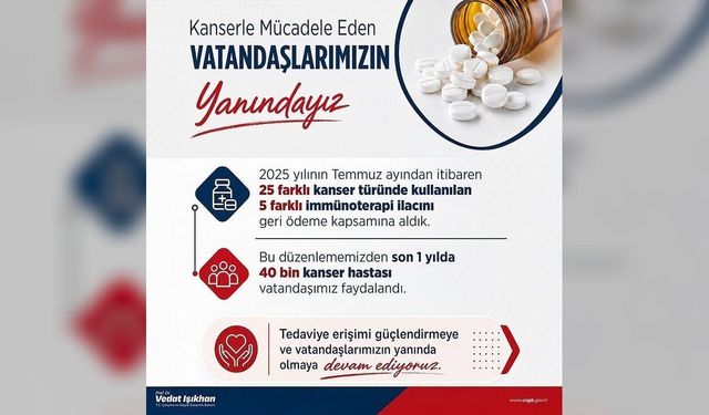 Bakan Işıkhan açıkladı: 40 bin kanser hastası immünoterapi ilaçlarından faydalandı