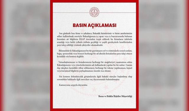MEB'den dolandırıcılık uyarısı: Bakanlık adına para isteyenlere itibar edilmemeli