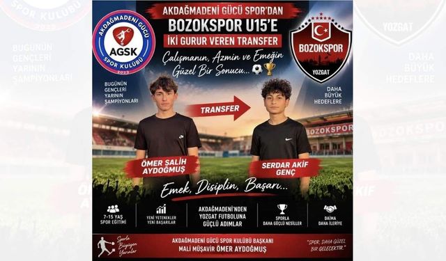 Akdağmadeni Gücü Spor’dan Bozokspor U15’e İki Gurur Veren Transfer