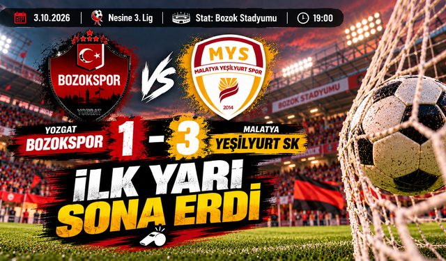 Yozgat Bozokspor 1-3 Yeşilyurt SK! İlk Yarı Sona Erdi