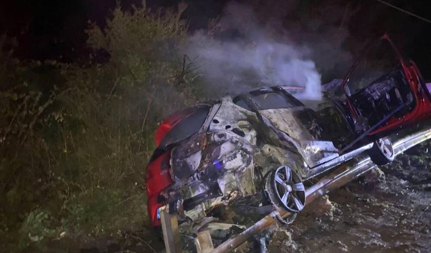 Alkollü Sürücü Kaza Yaptı: Araç Alevlere Teslim Oldu