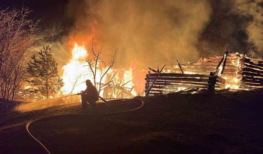 Çıkan Yangında 2 Katlı Ev Küle Döndü