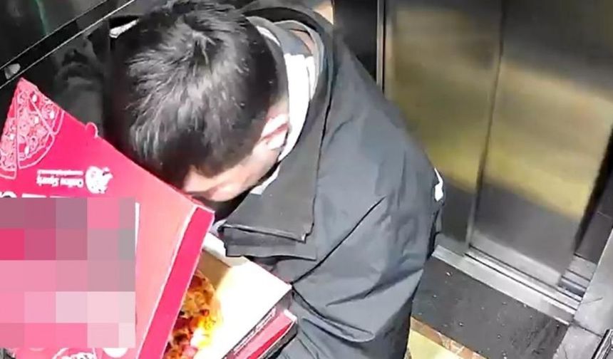 Pizzadan Malzeme Yiyen Kurye Asansöre Tuvaletini Yaptı