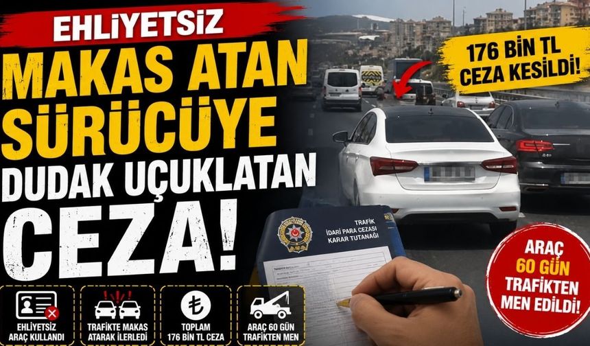 Ehliyetsiz Makas Atan Sürücüye Dudak Uçuklatan Ceza!