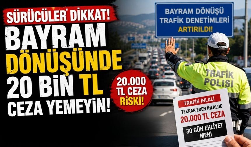 Sürücüler Dikkat: Bayram Dönüşünde 20 Bin TL Ceza Yemeyin!