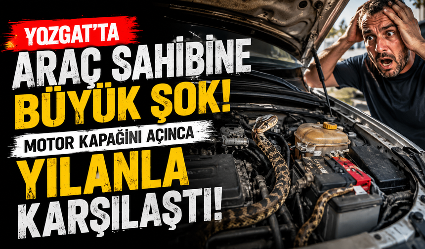 Yozgat’ta Araç Sahibine Büyük Şok! Motor Kapağını Açınca Yılanla Karşılaştı