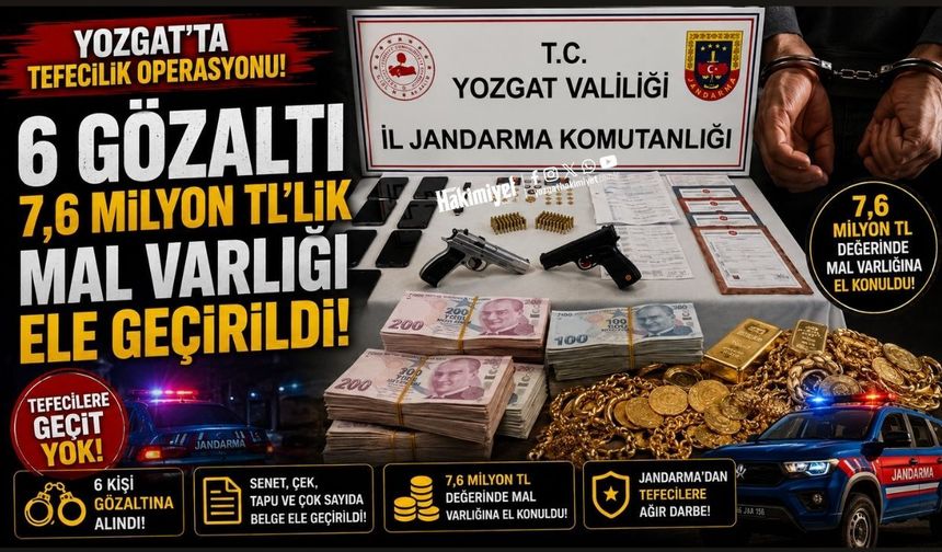 Yozgat’ta Tefecilik Operasyonu: 6 Gözaltı, 7,6 Milyon TL’lik Mal Varlığı Ele Geçirildi