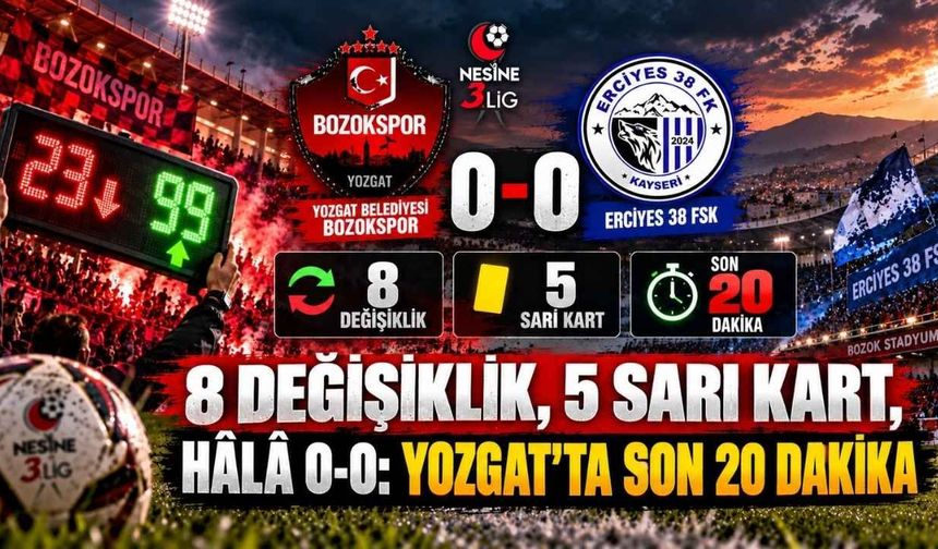 8 Değişiklik, 5 Sarı Kart, Hâlâ 0-0: Yozgat’ta Son 20 Dakika