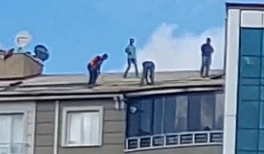 Yozgat'ta Tehlikeli Mesai: Çatıda Emniyetsiz Çalışan İşçiler Görüntülendi