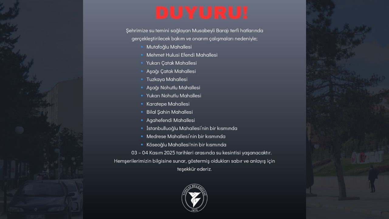 Yozgat’ta 11 Mahalle İçin Önemli Uyarı1