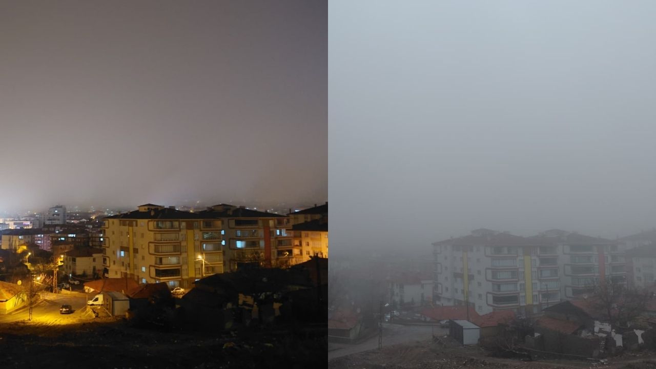 Yozgat'ta Görüş Mesafesi 50 Metreye Düştü... Kartpostallık Sis Sürücüleri Zorladı (1)