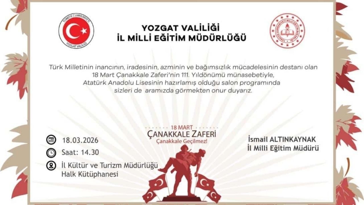 18 Mart’ta Yozgat’ta Anlam Dolu Program Tiyatro, Kısa Film Ve Dinletiler