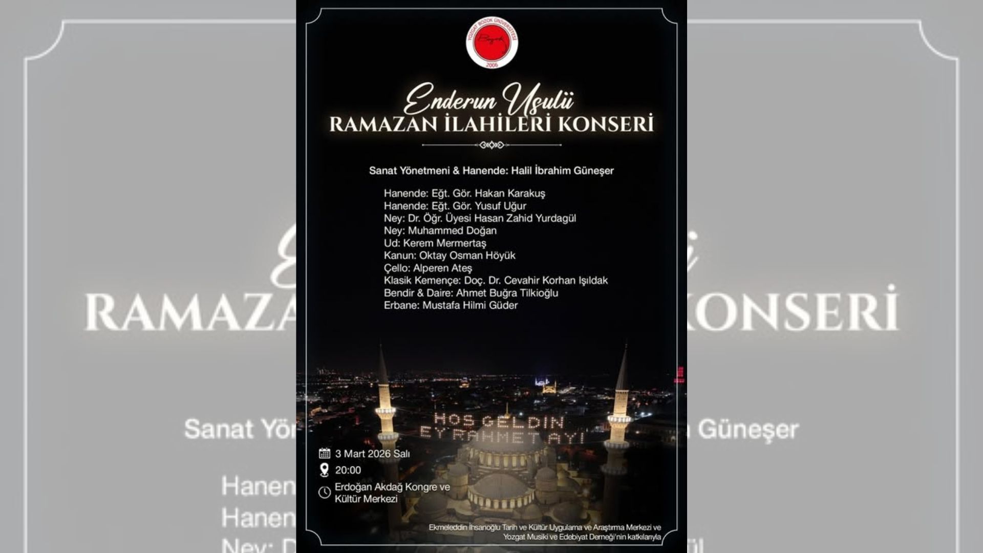 Yozgat’ta Enderun Usulü Ramazan İlahileri Konseri Düzenlenecek