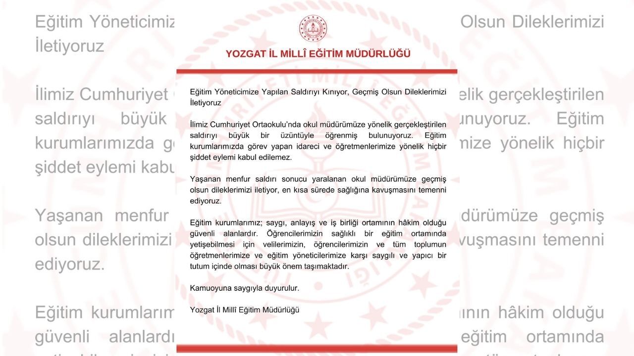 Yozgat’ta Okul Müdürüne Saldırı İl Milli Eğitim’den Açıklama (2)