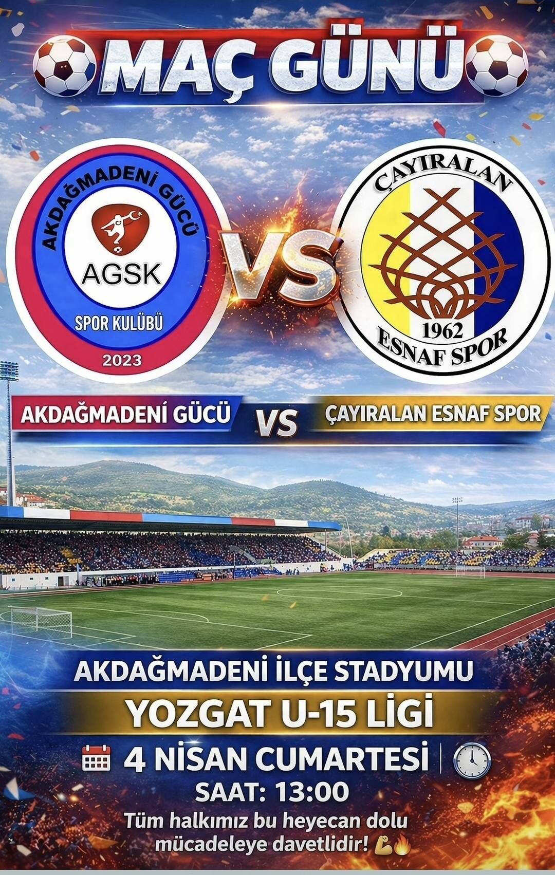 Akdağmadeni'nde U15 Futbol Heyecanı