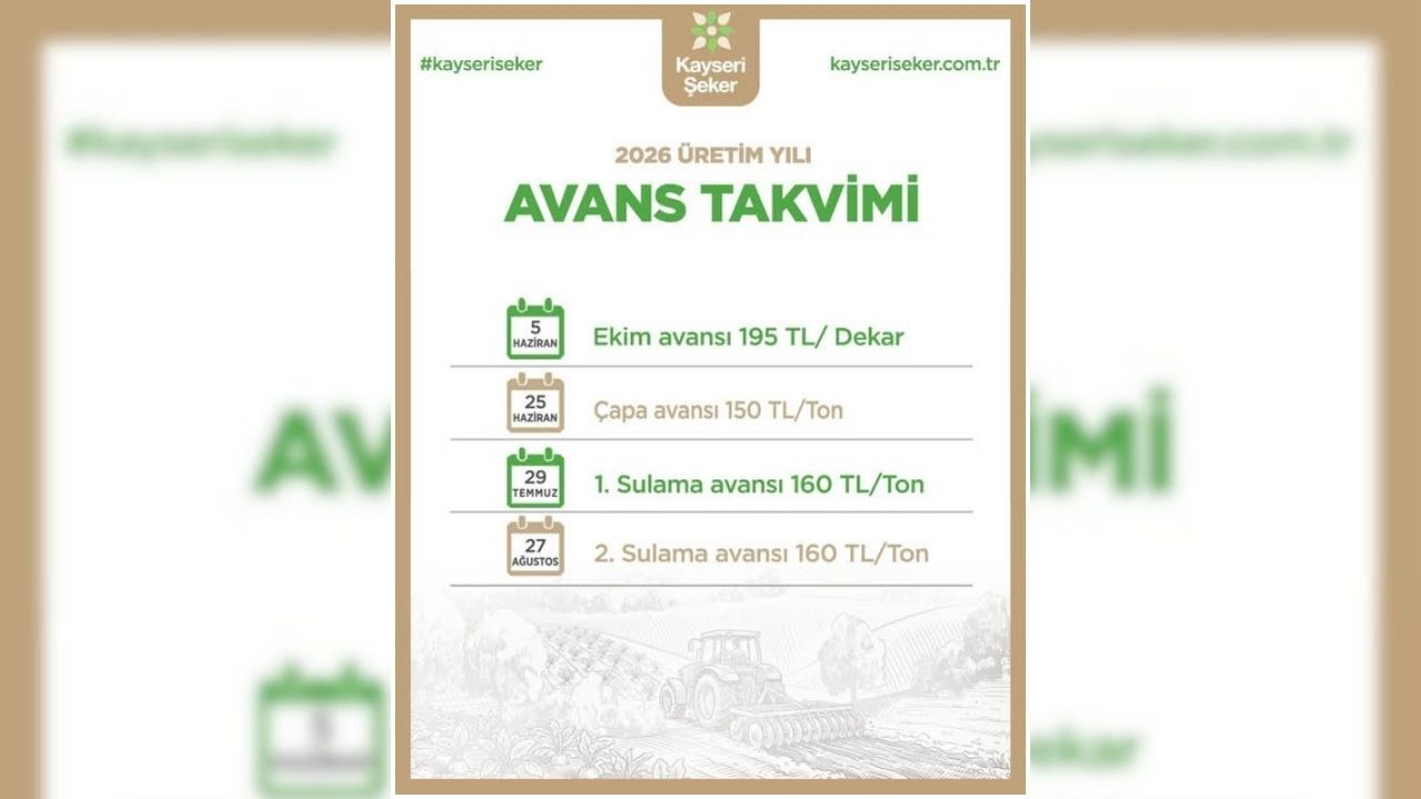 Kayseri Şeker’den Güçlü Destek 2026 Avans Ödeme Tarihleri Belli Oldu (4)