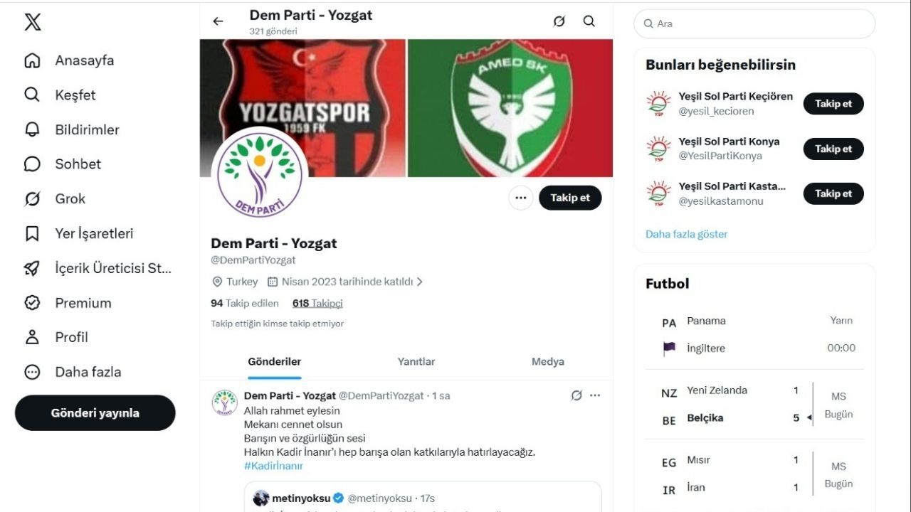 Yozgat'ta Gizemli X Hesabı! Dem Parti Paylaşımları Dikkat Çekti