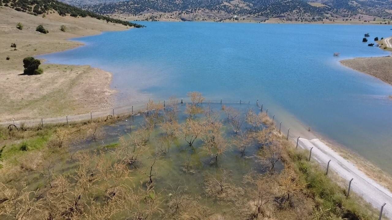 Yozgat'ta Çekerek Barajı Taştı Badem Bahçeleri Sular Altında (2)