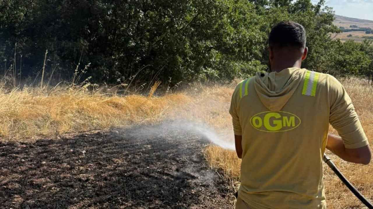 Yozgat'ta Anız Yangını, Ormanı Yok Etmeden Müdahale Edildi (1)