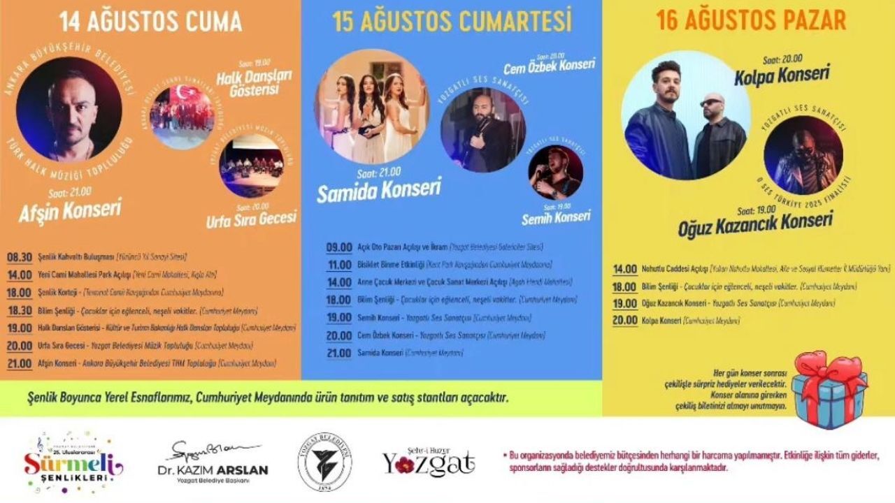 Yozgat’ta Sürmeli Şenlikleri Başlıyor Ücretsiz Konserler Ve Büyük Çekilişler Var!